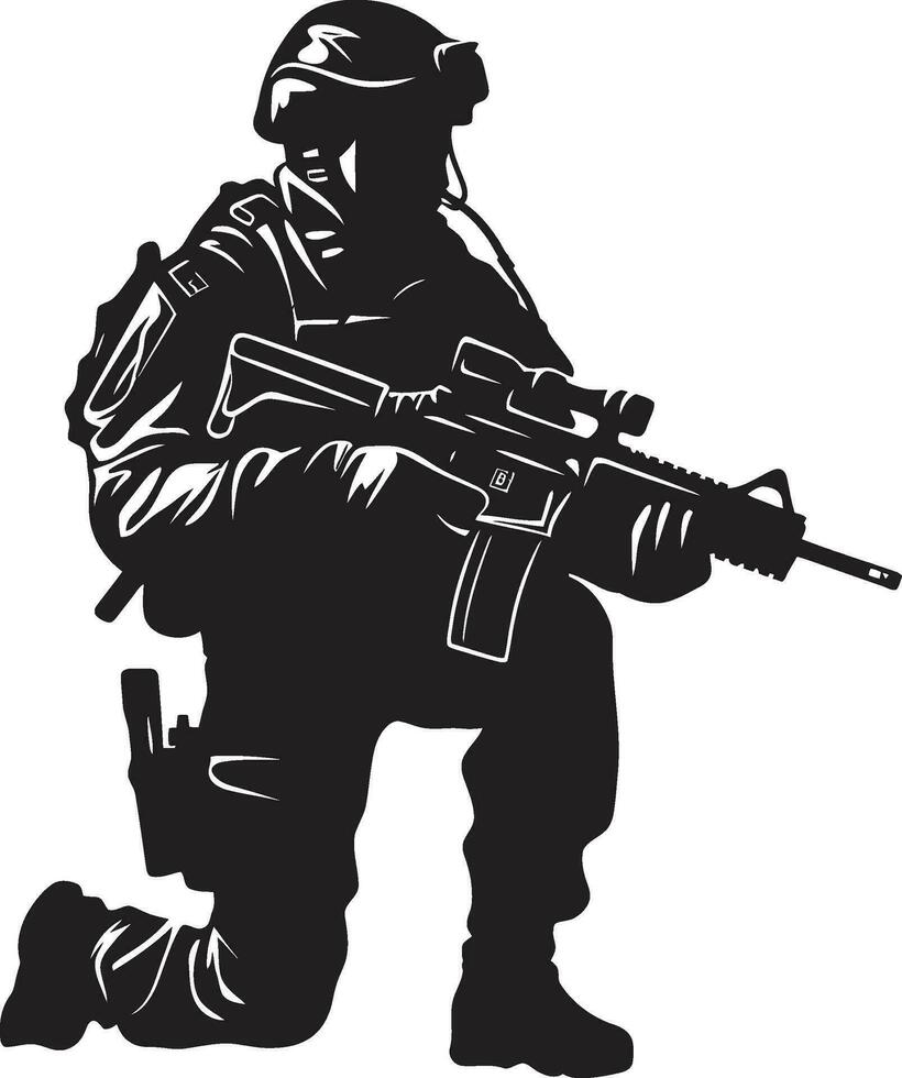 Guardian Valor Black Armyman Icon Design Combat Precision Vector Armed Forces Logo