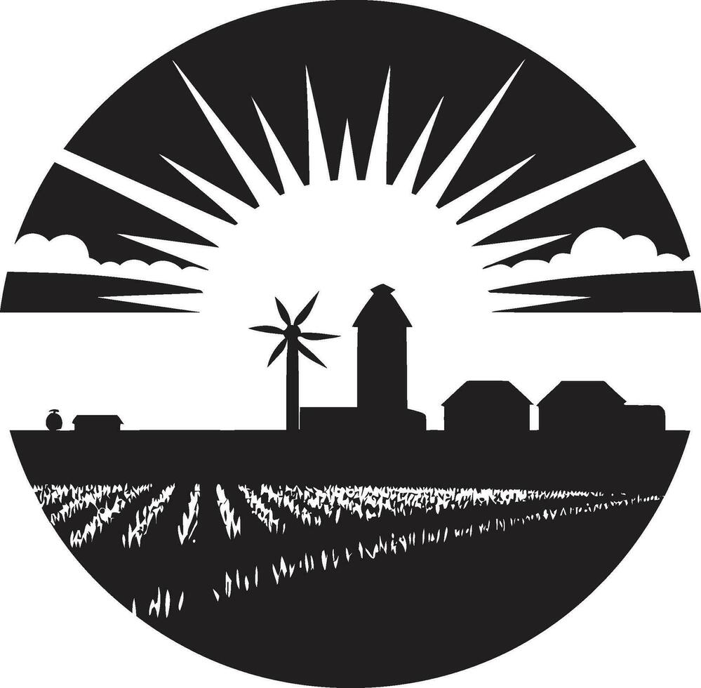 Rural Essence Black Logo for Farming Farmstead Haven Agricultural Vector Icon