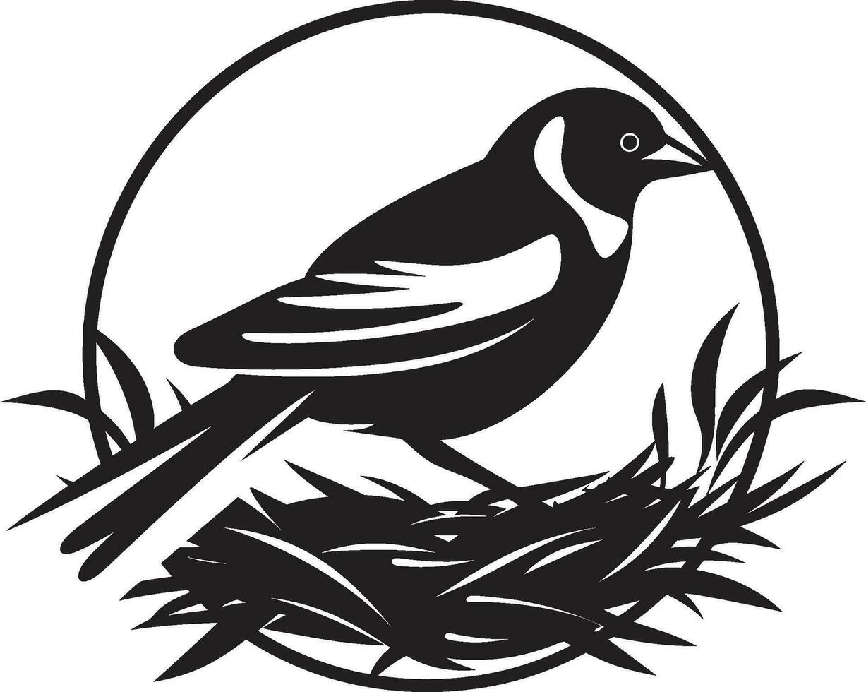 aéreo anidamiento negro pájaro icono diseño nido vector pájaro icónico emblema