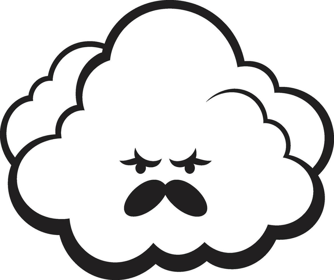 Tempestuous Squall Angry Black Cloud Furious Nimbus Angry Cartoon Cloud Emblem vector