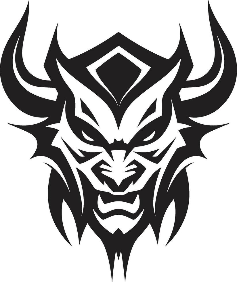 Inferno s Gaze Black Logo Symbolizing Aggressive Devil s Visage Sinister Inferno Vector Depiction of Aggressive Devil s Face