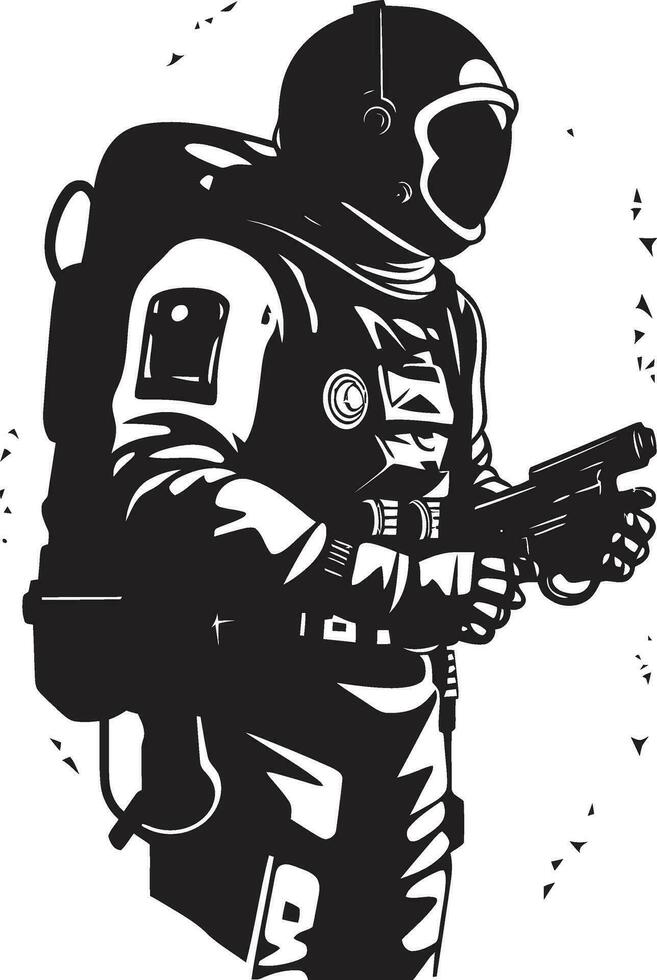 Interstellar Adventurer Black Space Logo Zero Gravity Explorer Astronaut Vector Icon