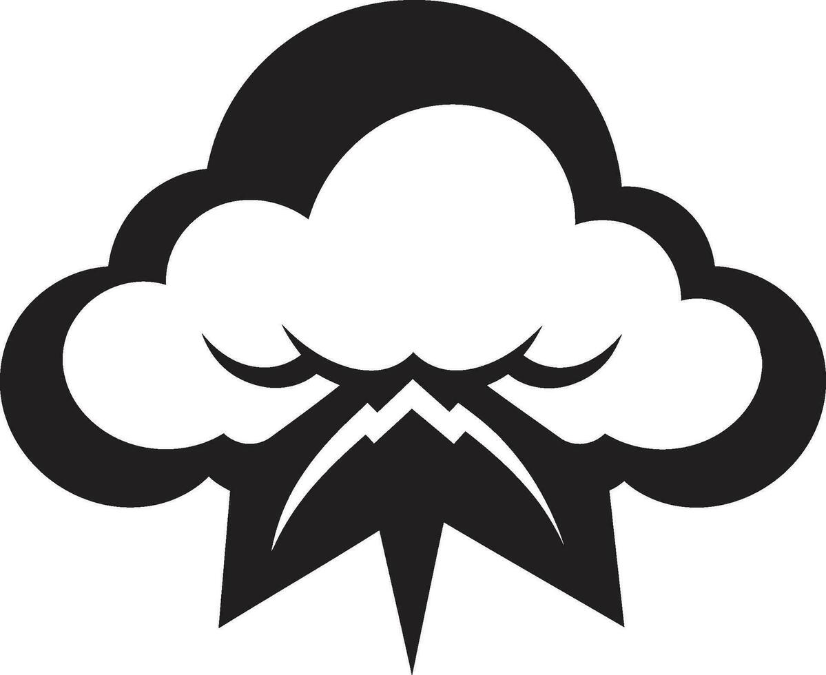 Tormentoso furia dibujos animados nube negro emblema colérico tempestad enojado vector nube icono