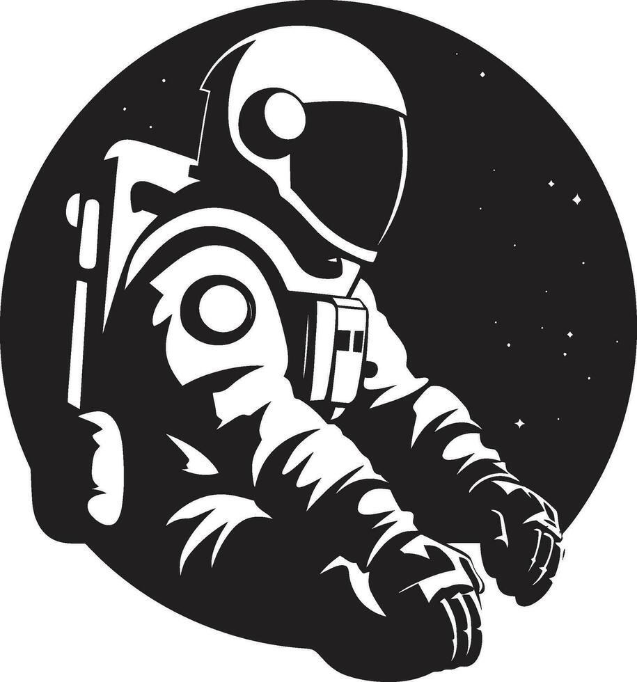 Cosmos Trailblazer Black Helmet Logo Galactic Explorer Astronaut Emblem Design vector