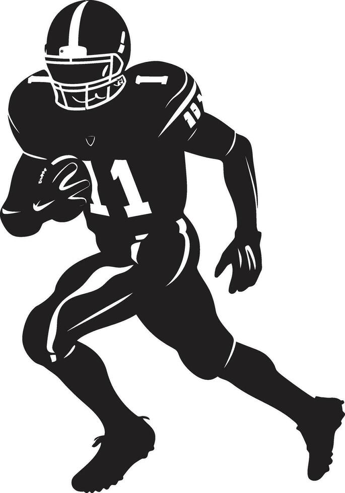 Gridiron Hero American Football Player Icon Dynamic Striker Black Football Emblem Design vector