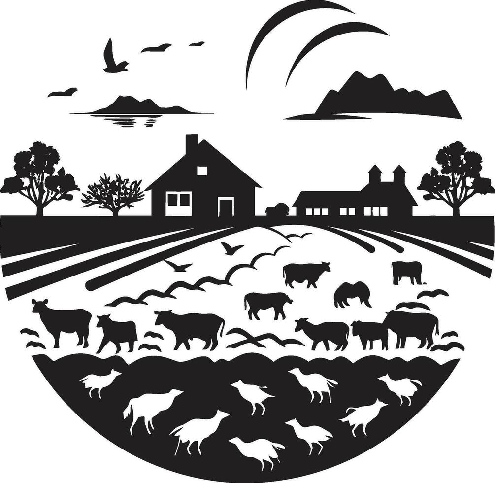 Harvest Legacy Agriculture Farmhouse Logo Design Homestead Charm Black Vector Icon for Farms