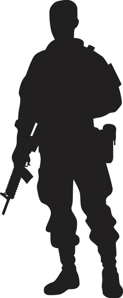 Strategic Vigilance Vector Black Armyman Icon Militant Precision Armed Forces Emblem Design