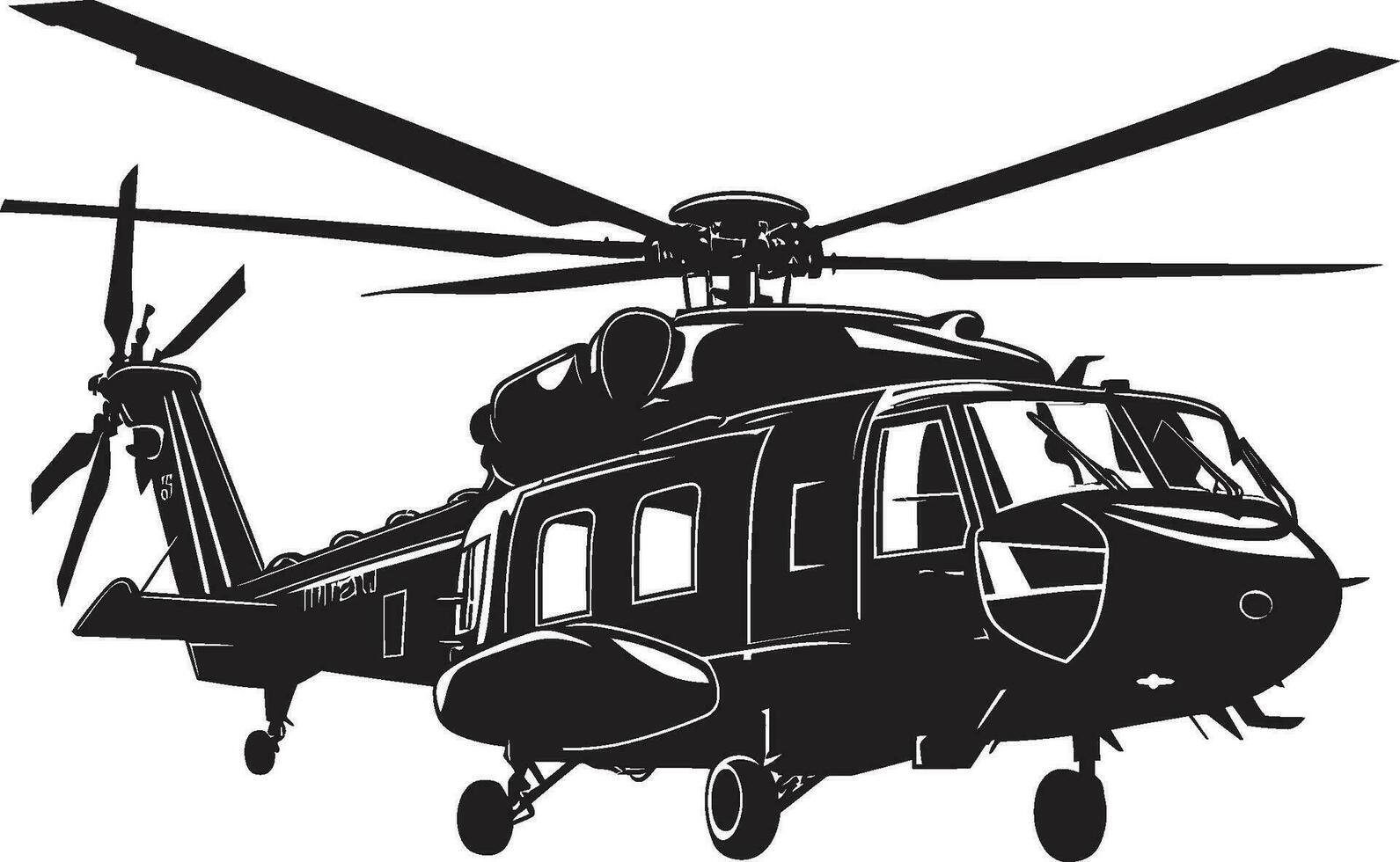 defensivo cañonera militar helicóptero emblema guerrero s vuelo negro Ejército helicóptero símbolo vector