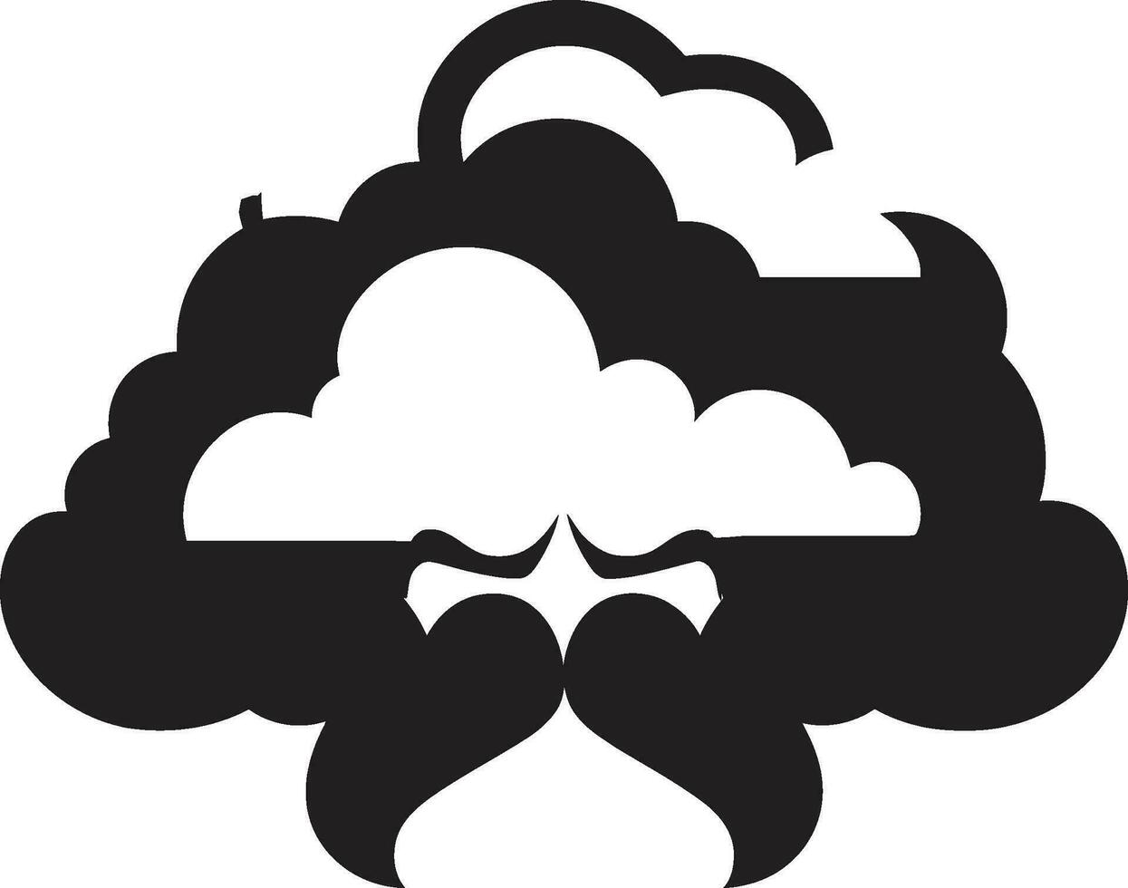Raging Squall Black Cloud Character Logo Brooding Cyclone Angry Cartoon Cloud Icon vector