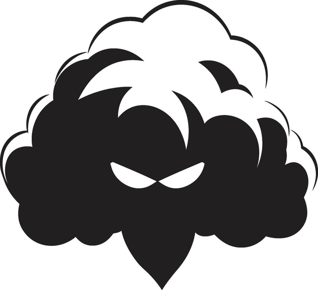 oscuro furia enojado dibujos animados nube emblema furioso nube de tormenta negro nube vector diseño