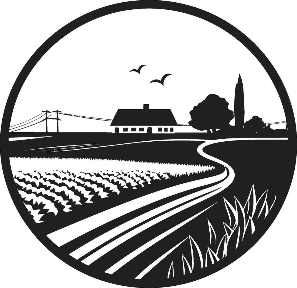 Rural Sanctuary Black Vector Logo for Farms Agrarian Acres Agricultural Farmhouse Icon