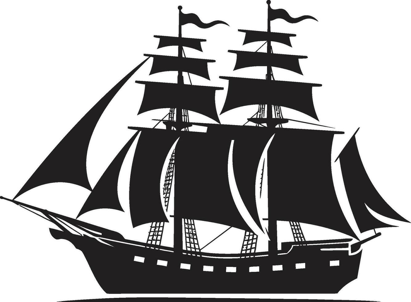 Legendary Sails Ancient Ship in Black Classic Mariners Black Ship Vector Icon