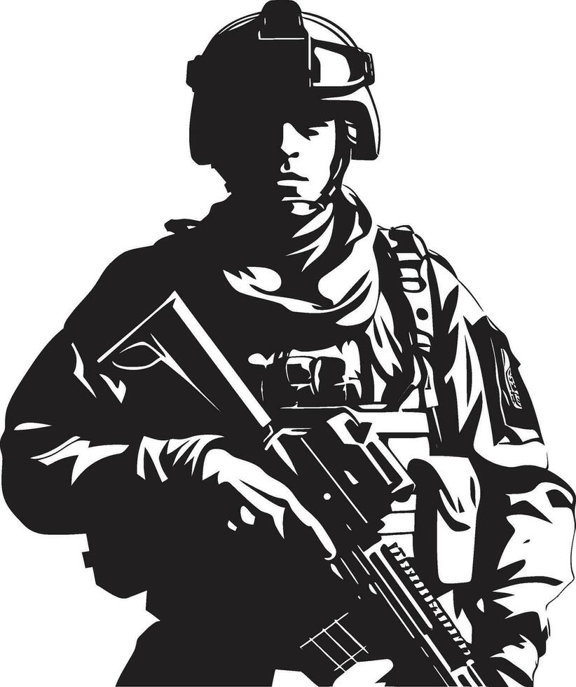 soldado s resolver negro hombre del ejército icono combate centinela vector hombre del ejército logo