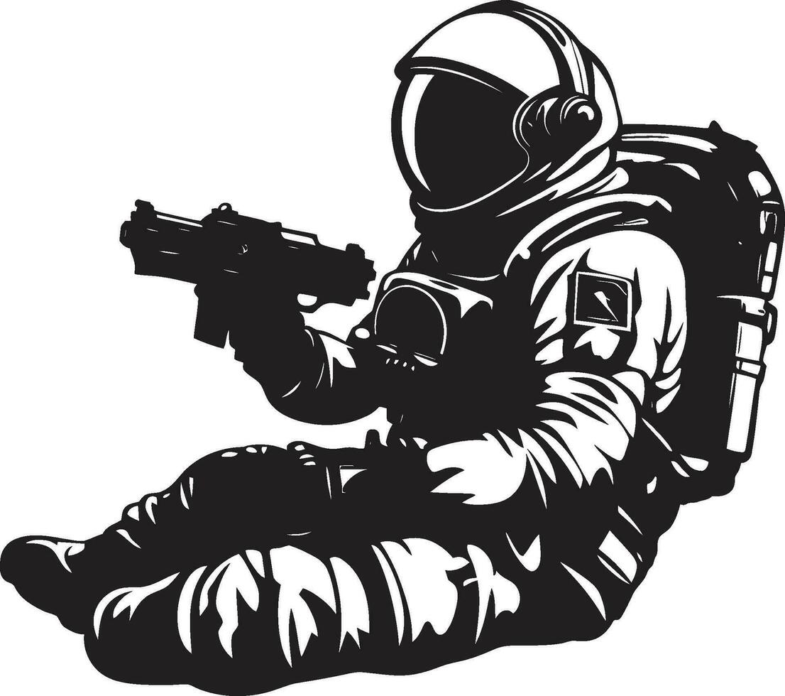 Zero Gravity Trailblazer Black Space Logo Interstellar Pathfinder Astronaut Helmet Icon vector