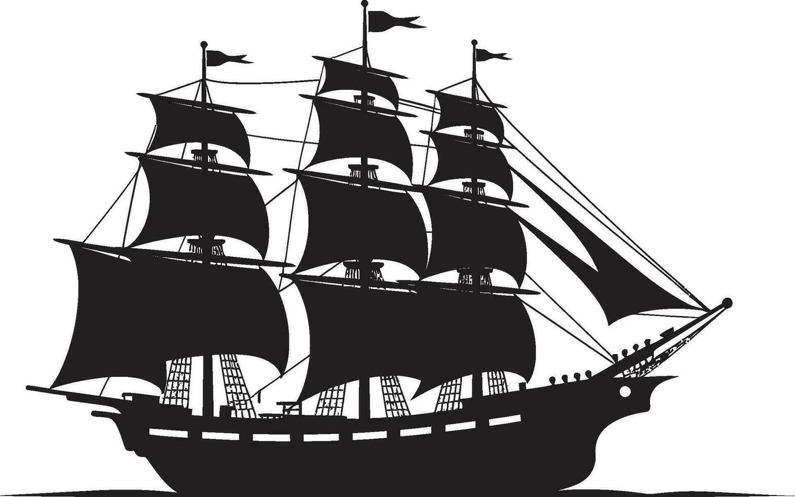 Weathered Mariner Ancient Ship Emblem Vintage Seafaring Black Ship Design vector