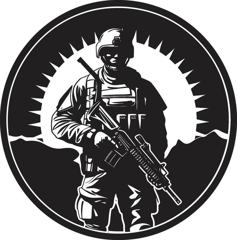 soldado s resolver negro hombre del ejército icono combate centinela vector hombre del ejército logo