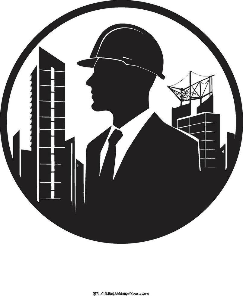 Construction Prodigy Architect Icon Design Blueprint Genius Black Architect Man Icon vector