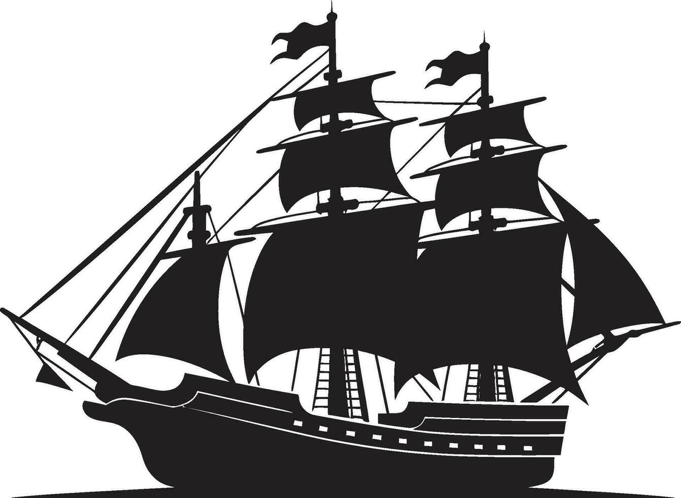 Vintage Seafaring Black Ship Vector Design Timeless Odyssey Ancient Ship Icon in Black