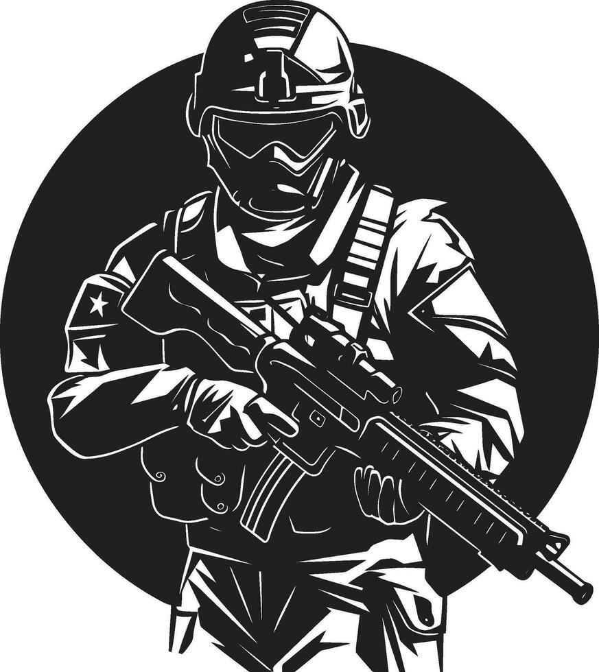 combate preparación vector armado efectivo emblema soldado s resolver negro hombre del ejército logo diseño