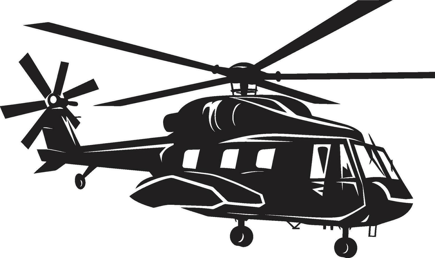 Battle Ready Whirlybird Black Logo Icon Defensive Guardian Army Helicopter Emblem vector