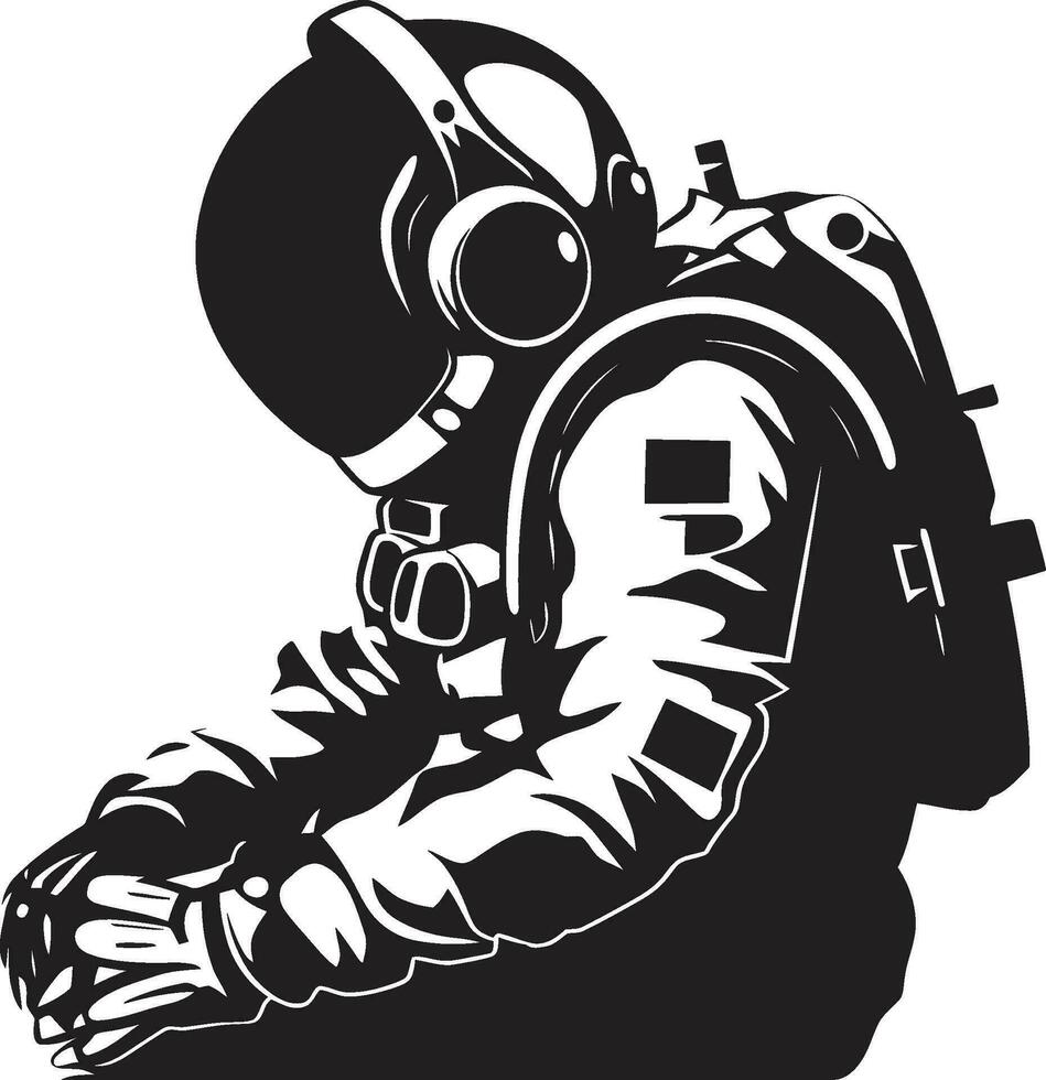 Interstellar Adventurer Black Space Logo Zero Gravity Explorer Astronaut Vector Icon