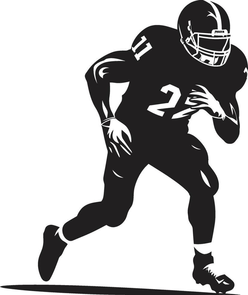 parrilla leyenda fútbol americano jugador vector logo victoria postura negro fútbol americano icono diseño