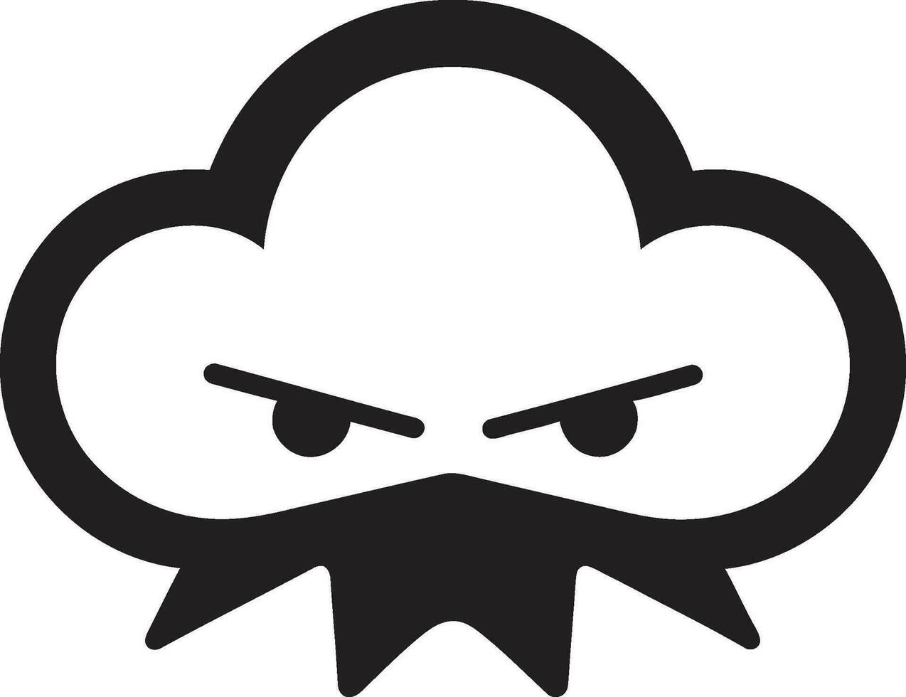 Thunderous Nimbus Cartoon Cloud Black Icon Stormy Squall Angry Vector Cloud Emblem