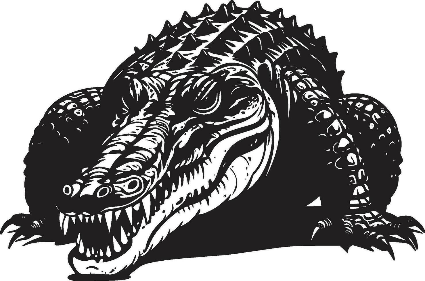 River Guardian Black Alligator Emblem Design Fierce Majesty Alligator Vector Logo