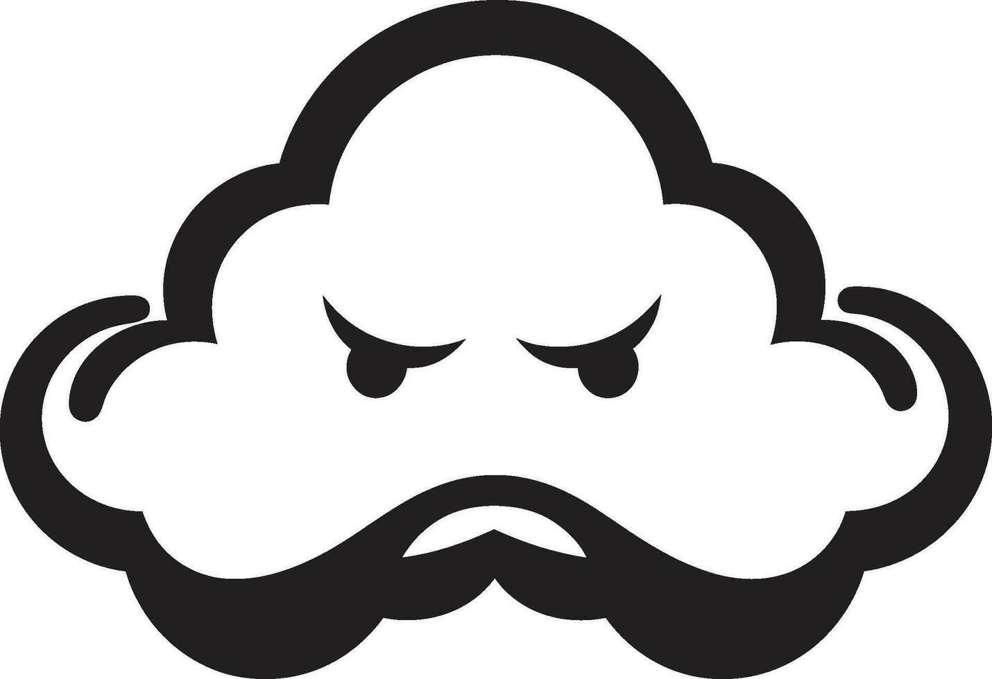 furioso ciclón negro enojado nube personaje Tormentoso vórtice enojado dibujos animados nube icono vector