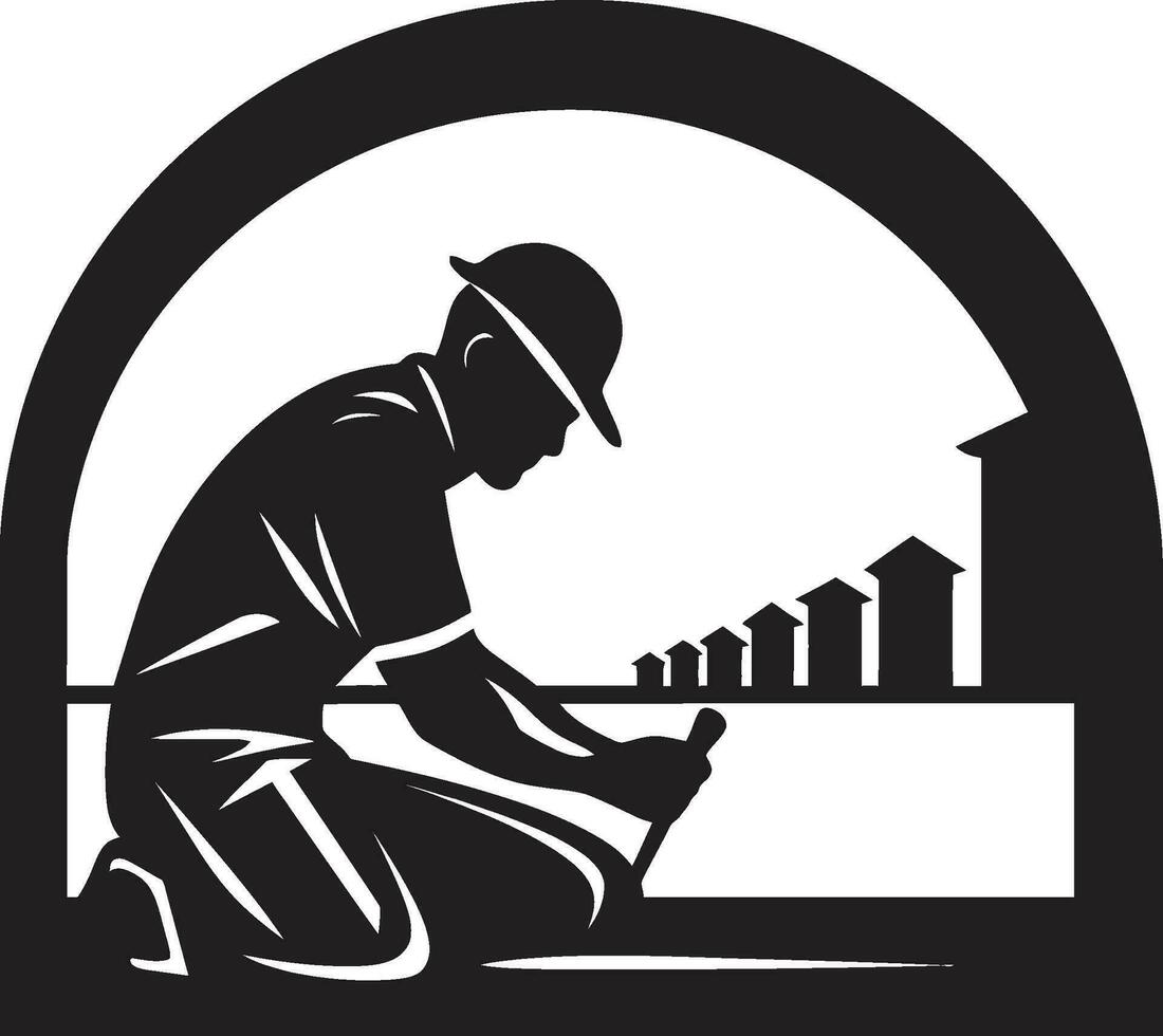 Building Artistry Vector Black Logo Man Construction Prodigy Architect Icon Design