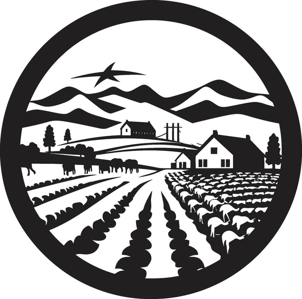 Nature s Retreat Agricultural Farmhouse Emblem Rural Sanctuary Black Vector Logo for Farms