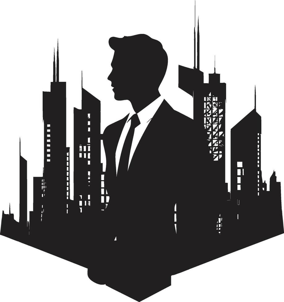 Urban Architect Vector Man Logo in Black Design Luminary Architect Iconic Emblem