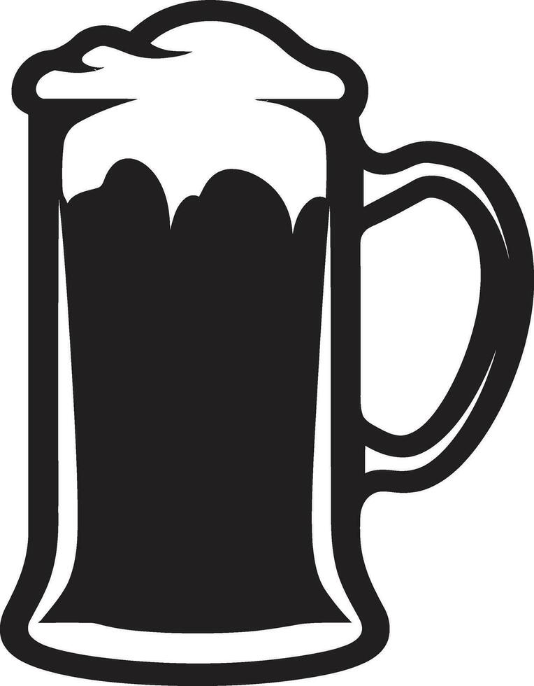 Frothy Lager Black Mug Logo Barrel Brew Vector Beer Glass Icon