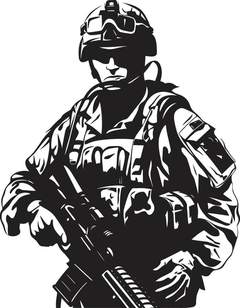 Combat Sentinel Vector Armyman Logo Tactical Guardian Armed Forces Emblem