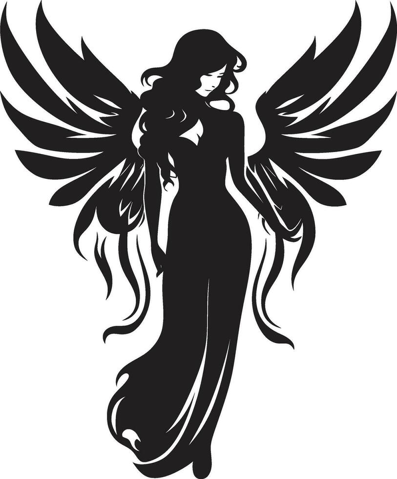 Celestial Elegance Angel Wings Icon Angelic Aura Vector Winged Symbol