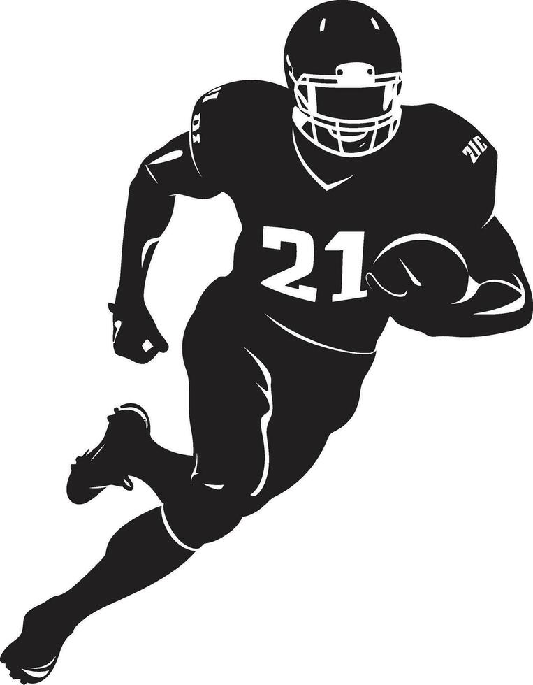 Touchdown Triumph Black Player Icon Design Athletic Triumph American Football Emblem vector