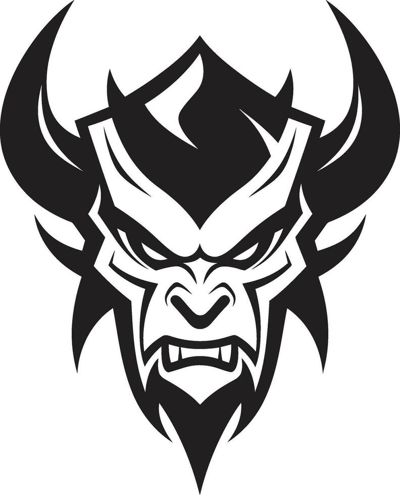 Diabolic Fury Aggressive Devil Vector Emblem Infernal Menace Black Icon of Devil s Wrath