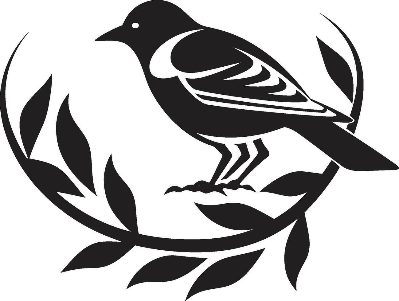 Crafted Nest Black Bird Logo Weaver Wingspan Vector Nest Design