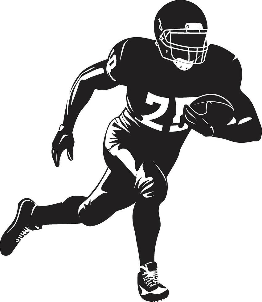 parrilla héroe americano fútbol americano icono diseño dinámica huelguista negro jugador vector diseño