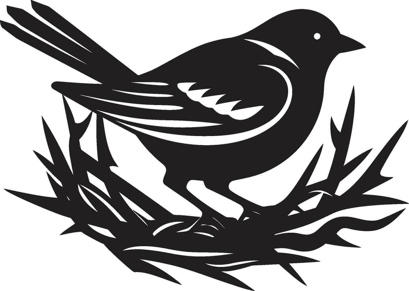 NestCraft Weaver Bird Icon Aerial Artistry Black Nest Emblem vector