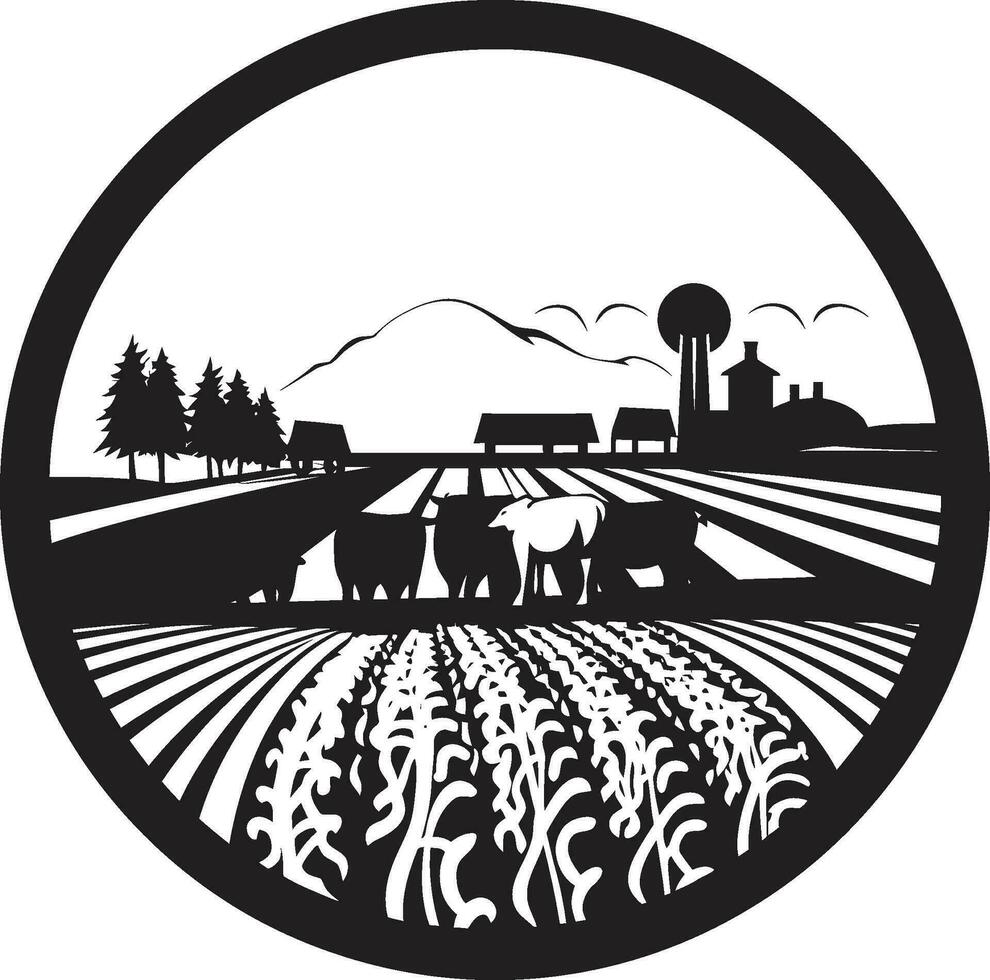 Rustic Legacy Vector Farmhouse Emblem Nature s Refuge Black Logo for Farming