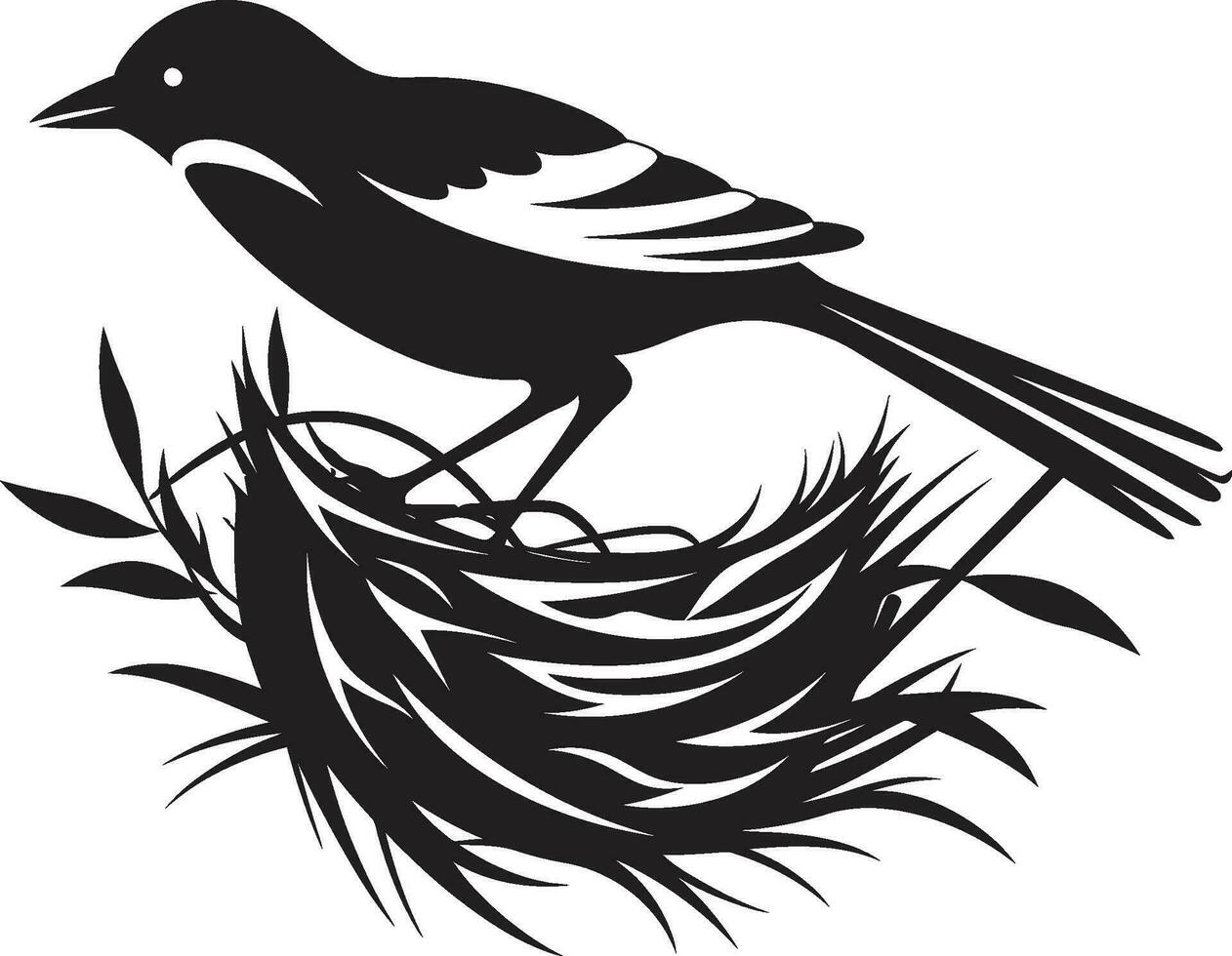 NestCraft Weaver Bird Icon Aerial Artistry Black Nest Emblem vector