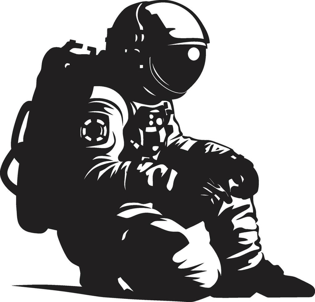 Zero Gravity Trailblazer Black Space Logo Interstellar Pathfinder Astronaut Helmet Icon vector