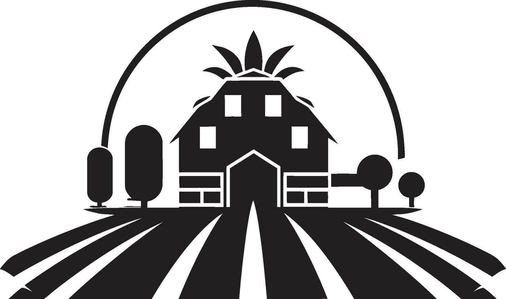 granja santuario negro icono para granjas campo esencia agrícola logo diseño vector