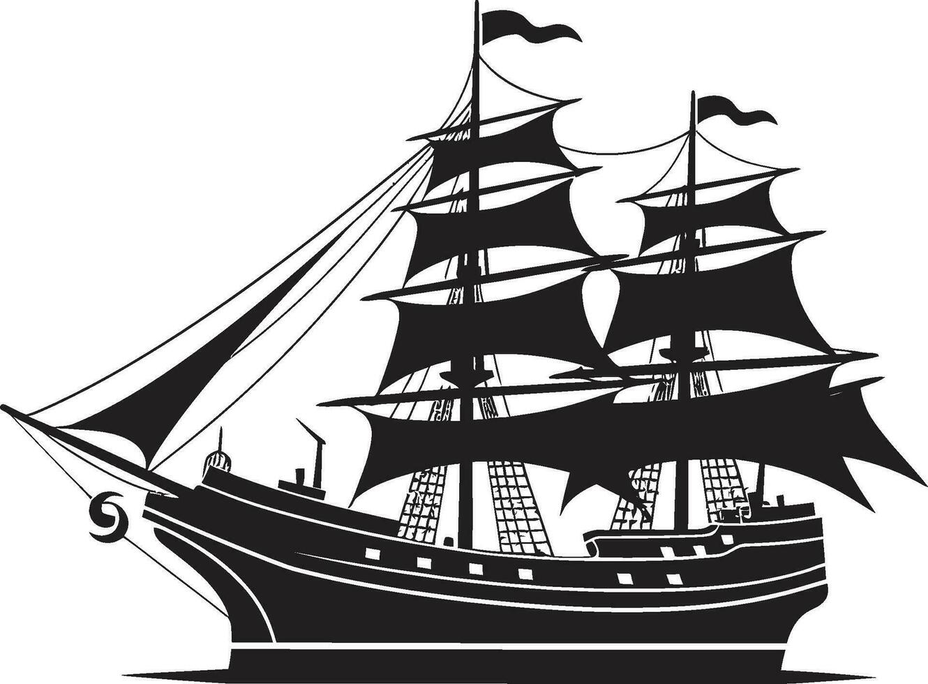 Antique Mariners Vector Ship Emblem Weathered Odyssey Black Ancient Ship