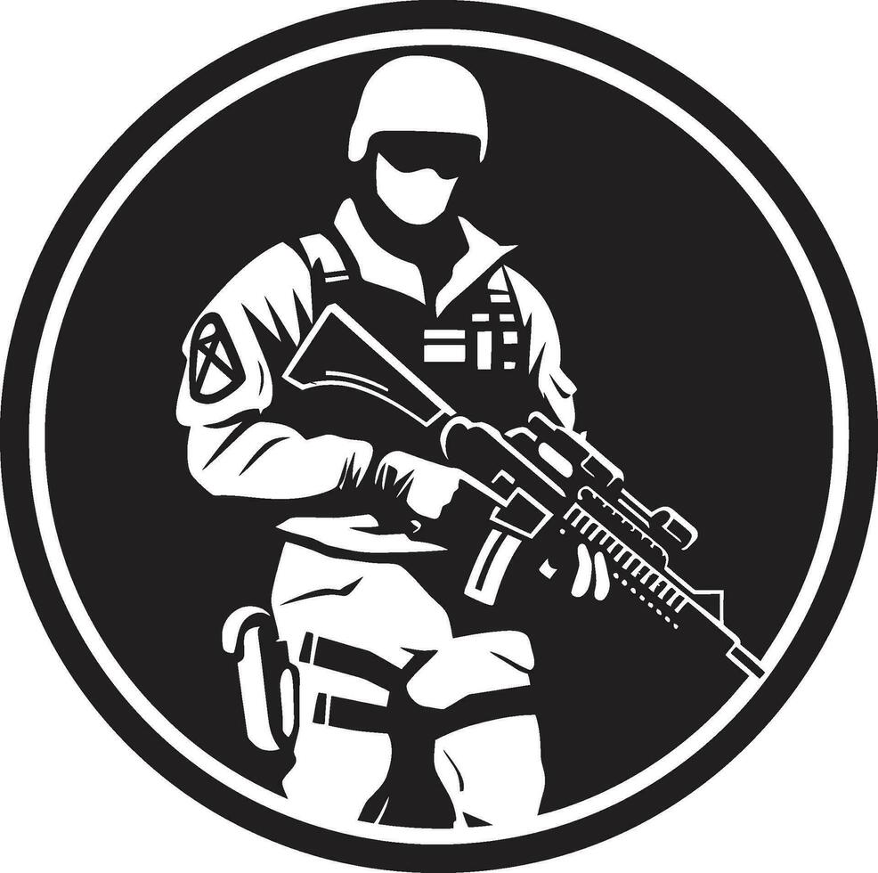 defensivo vigilancia vector negro soldado guerrero leal armado militar emblema