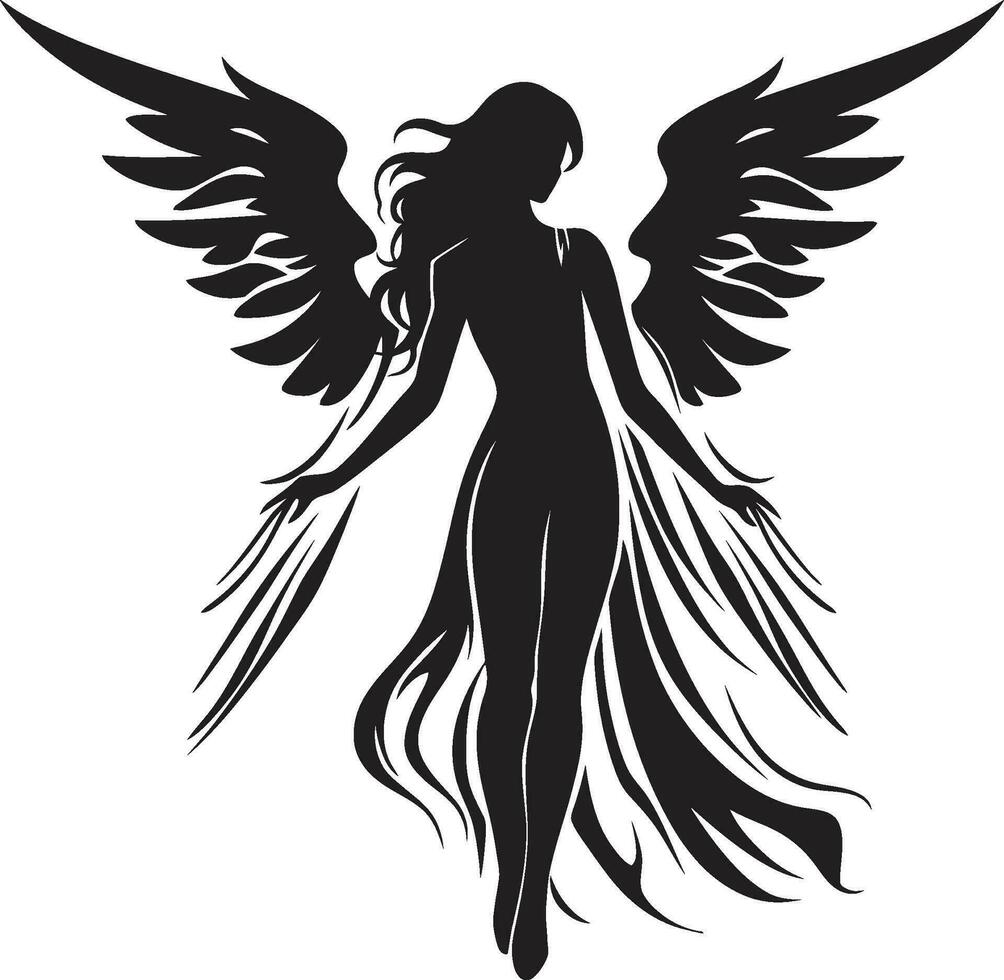 Divine Harmony Angelic Emblem Design Ethereal Guardian Vector Angel Icon