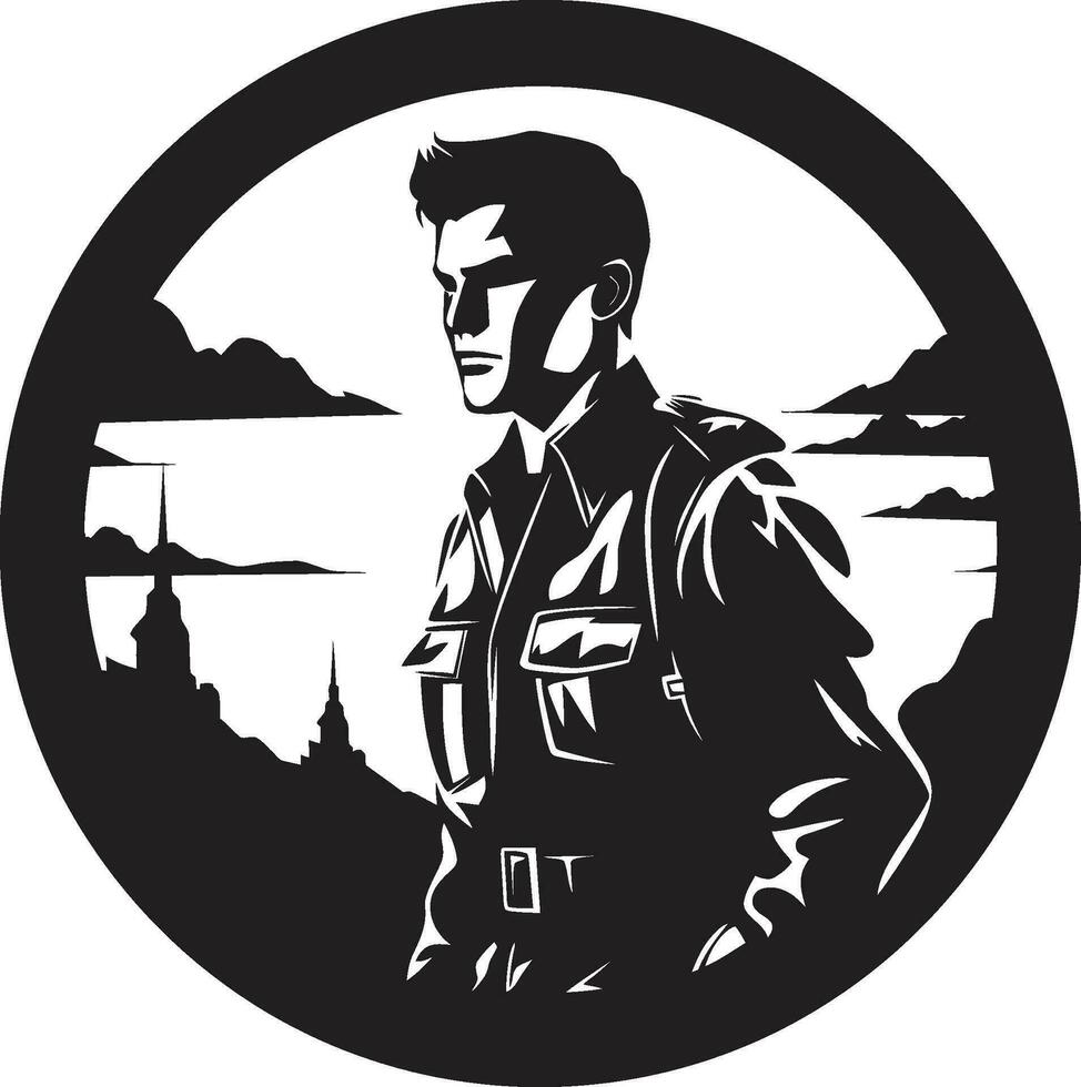 Combat Vigil Armed Forces Vector Design Soldier s Resolve Black Armyman Icon