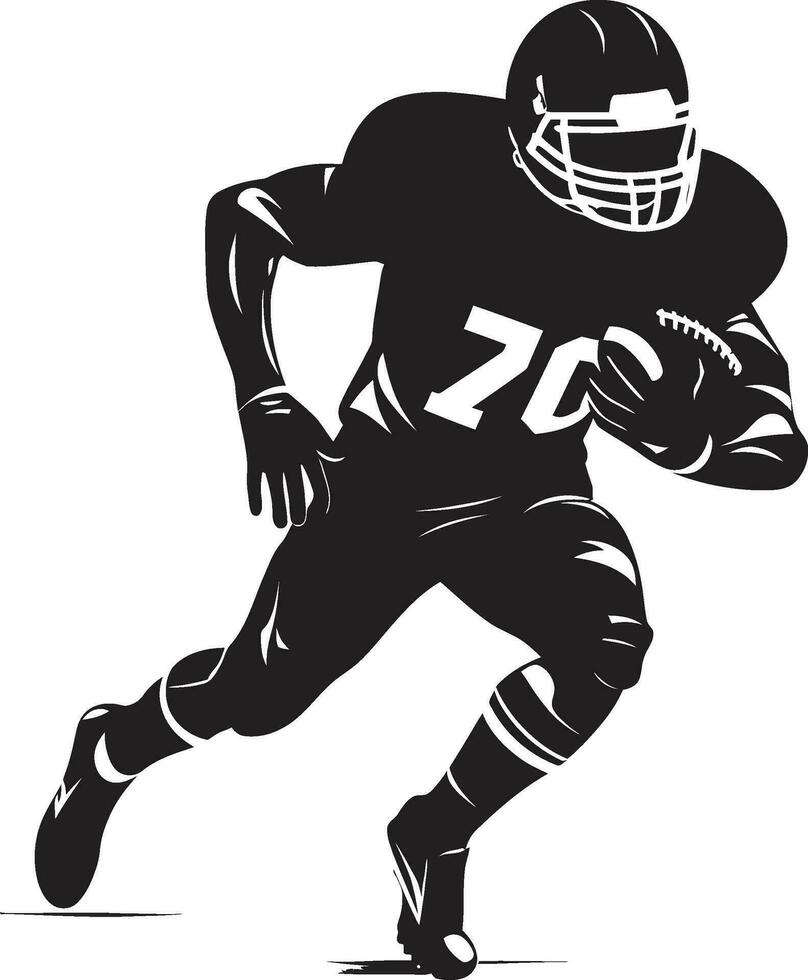 atlético excelencia negro fútbol americano jugador dinámica ejecutante fútbol americano vector logo