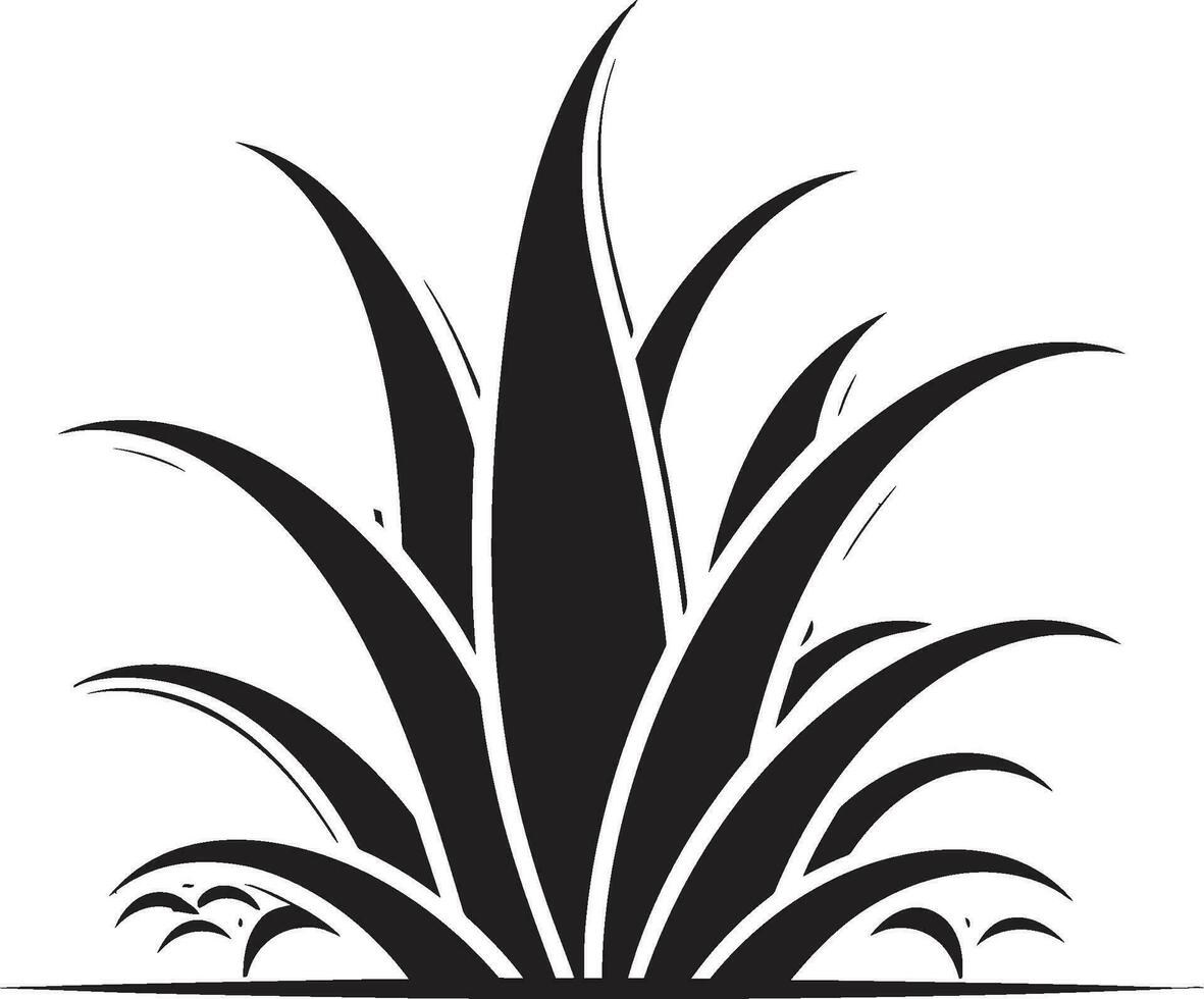 Healing Oasis Black Vector Aloe Design Herbal Growth Aloe Plant Vector Icon